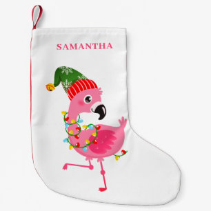 Pink Flamingo Personalised  Small Christmas Stocking