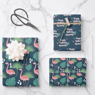 Pink Flamingo Personalised  Wrapping Paper Sheets
