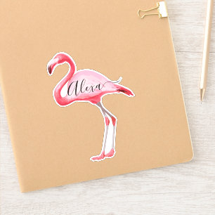 Pink Flamingo personalised your name sticker