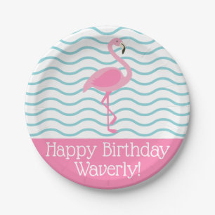 Pink Flamingo Personalized Party Plates