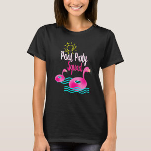 Pink Flamingo Pool Party Squad Summer Vacation Cru T-Shirt