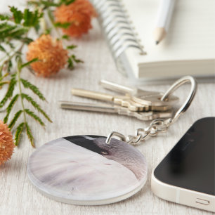 Pink Flamingo Portrait Drawing Effect Art Key Ring