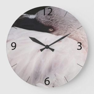 Pink Flamingo Portrait Drawing Effect Art Large Clock