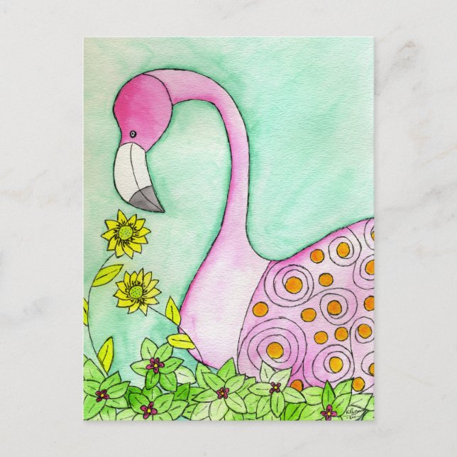 Pink Flamingo Postcard (Front)