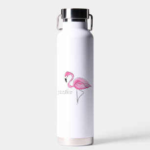 Pink Flamingo Preppy Personalised Water Bottle