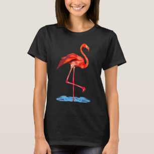 Pink Flamingo Profile Minimal Geometry Polygonal T-Shirt