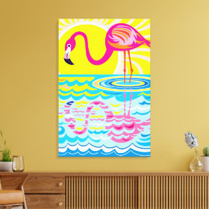 Pink Flamingo Reflection Canvas Print