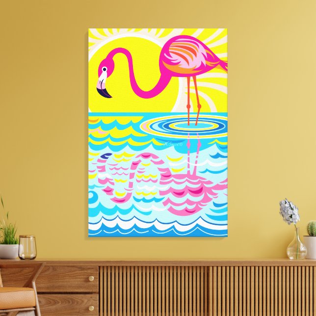 Pink Flamingo Reflection Canvas Print (Insitu(LivingRoom))