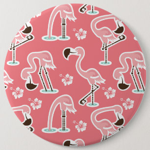 Pink Flamingo repeating pattern button
