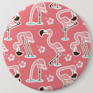 Pink Flamingo repeating pattern button