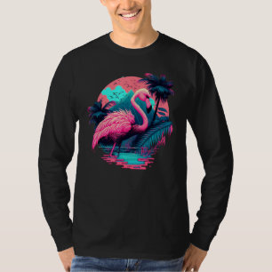 Pink Flamingo Retro Synthwave Pineapple Tropical S T-Shirt