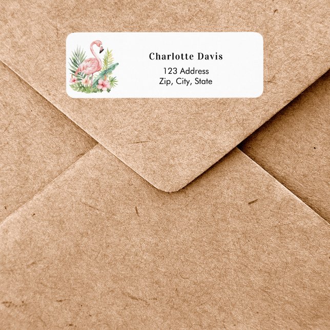 Pink flamingo return address  label (Creator Uploaded)