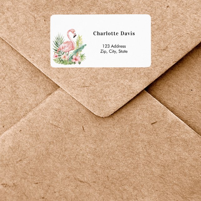 Pink flamingo return address  label (Creator Uploaded)