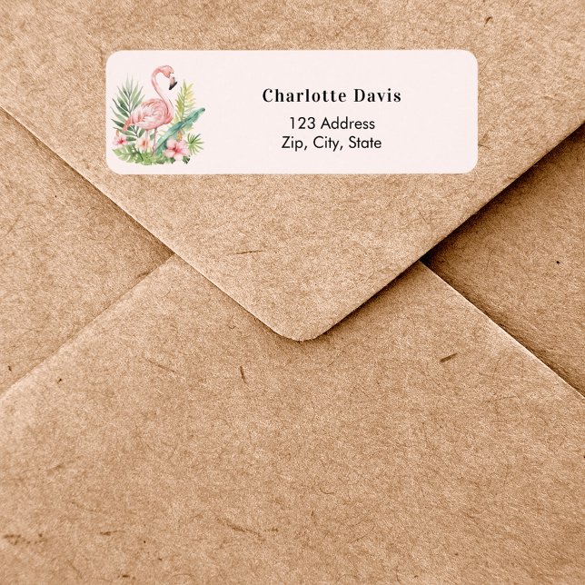 Pink flamingo return address  return address label (Creator Uploaded)