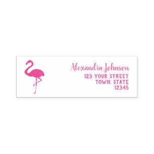 Pink Flamingo Return Address Self-inking Stamp