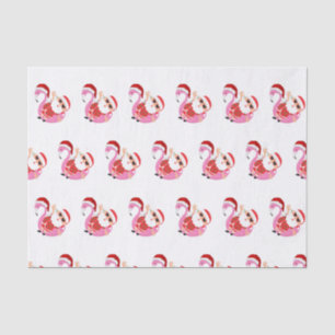 Pink Flamingo Santa Claus Christmas Vacation Tissue Paper