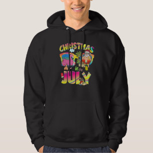 Pink Flamingo Santa Hat Christmas In July Summer V Hoodie
