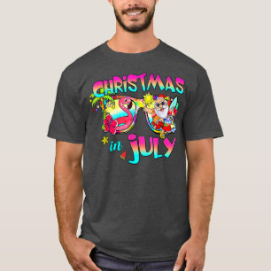 Pink Flamingo Santa Hat Christmas In July Summer V T-Shirt