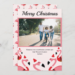 Pink Flamingo Santa Photo Christmas