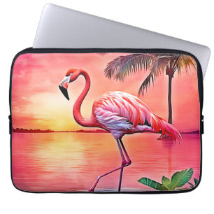 Pink Flamingo Scene Design Laptop Sleeve