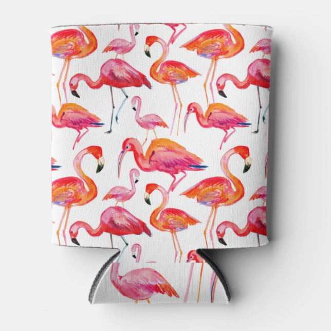 Pink flamingo, seamless pattern design. can cooler (Front)