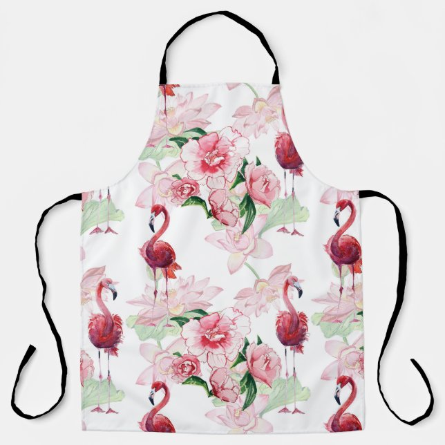 Pink Flamingo: Seamless Pattern Elegance Apron (Front)