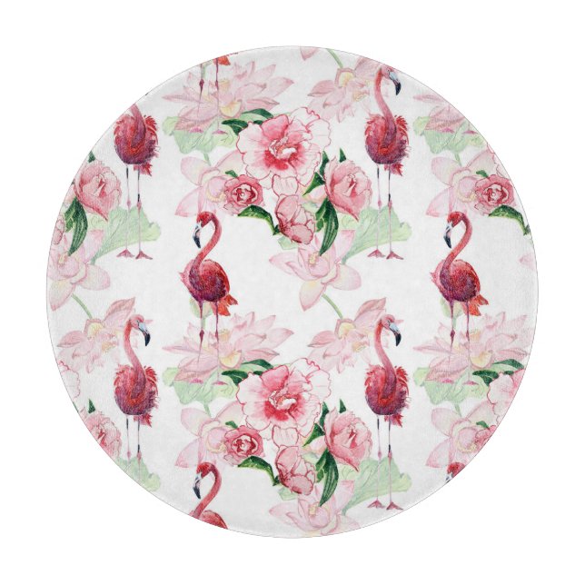 Pink Flamingo: Seamless Pattern Elegance Cutting Board (Front)