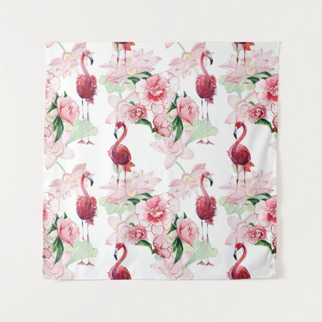 Pink Flamingo: Seamless Pattern Elegance Tapestry (Front)