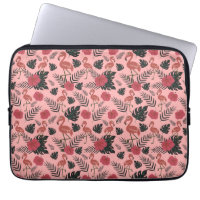 Pink flamingo seamless pattern flowers and leaves