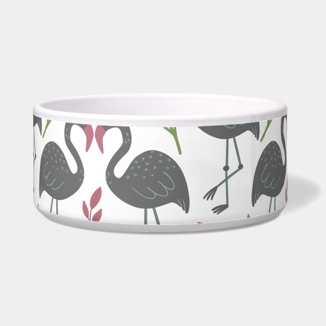 Pink flamingo seamless pattern flowers, leaves (Front)