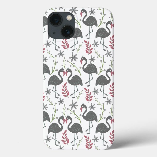 Pink flamingo seamless pattern flowers, leaves Case-Mate iPhone case (Back)