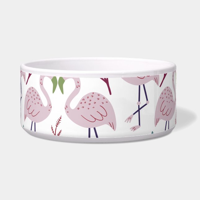 Pink flamingo seamless pattern on white background (Front)