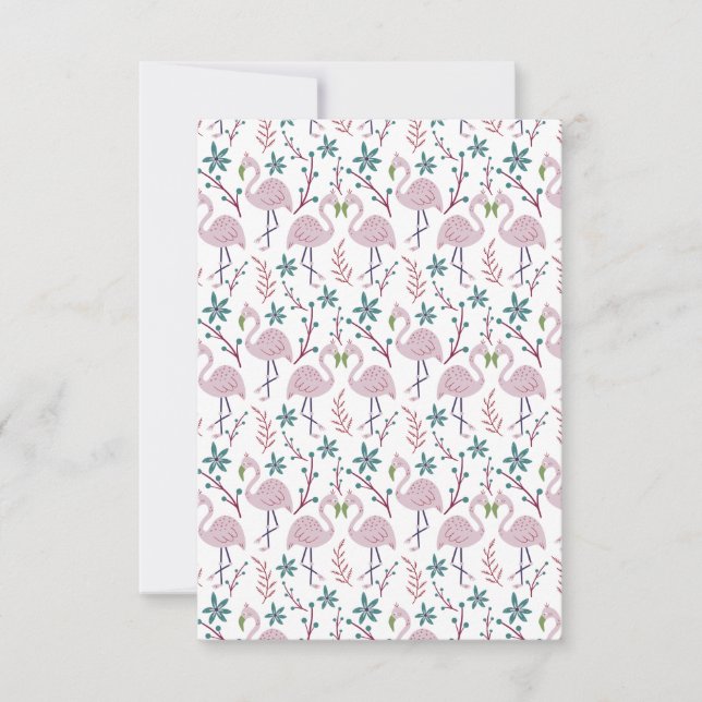 Pink flamingo seamless pattern on white background card (Front)