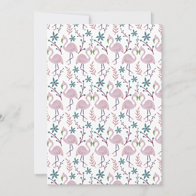 Pink flamingo seamless pattern on white background card (Front)