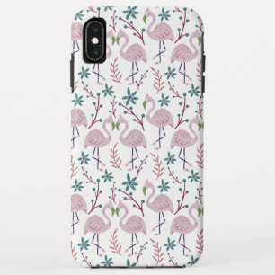 Pink flamingo seamless pattern on white background iPhone XS max case