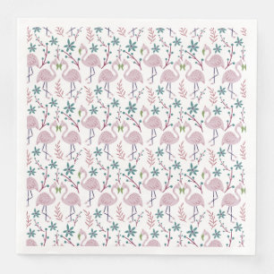 Pink flamingo seamless pattern on white background napkin