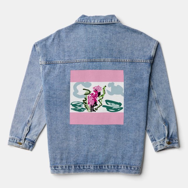 Pink flamingo set denim jacket (Back)