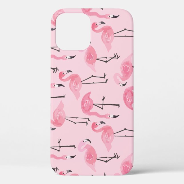 Pink Flamingo Set, Tropical Summer Pattern. Case-Mate iPhone Case (Back)