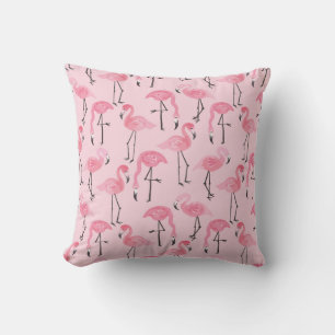 Pink Flamingo Set, Tropical Summer Pattern. Cushion