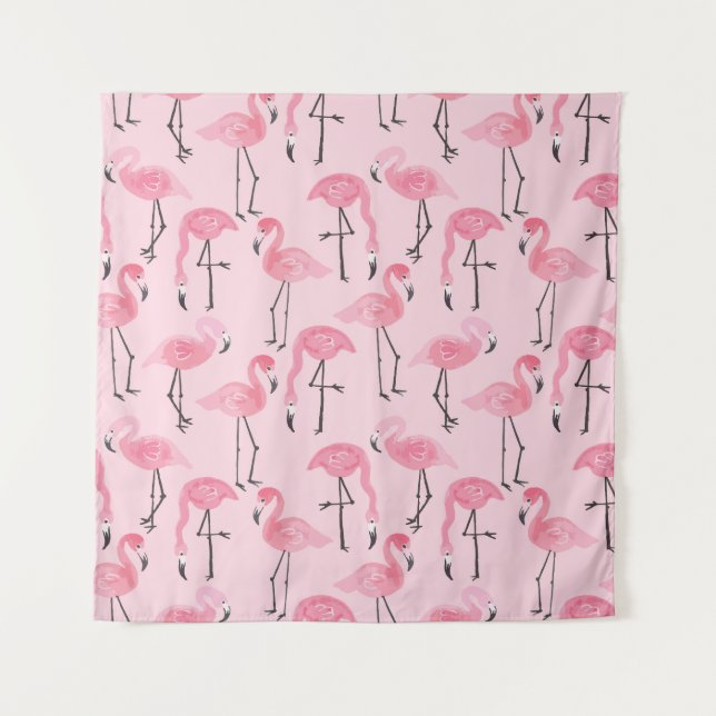 Pink Flamingo Set, Tropical Summer Pattern. Tapestry (Front)