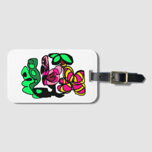 Pink flamingo show vibe luggage tag