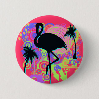Pink Flamingo Silhouette 6 Cm Round Badge