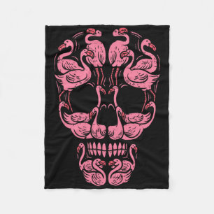 Pink Flamingo Skull Breast Cancer Awareness Hallow Fleece Blanket