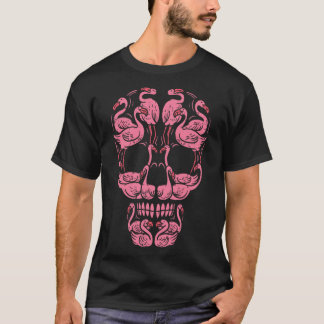 Pink Flamingo Skull Breast Cancer Awareness Hallow T-Shirt