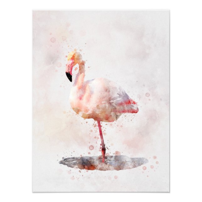 Pink Flamingo Standing - Watercolor – 01 Photo Print (Front)