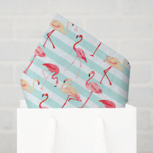 Pink flamingo stripe pattern tissue paper