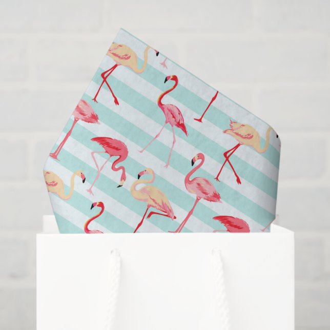 Pink flamingo stripe pattern tissue paper (Gift Bag)
