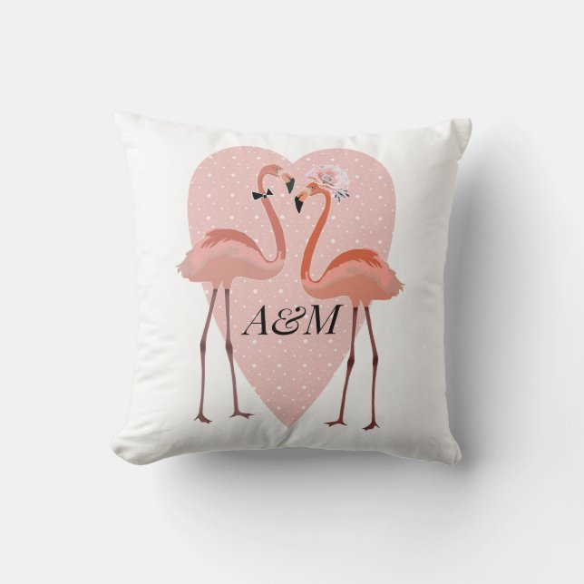 Pink Flamingo stylish heart love Cushion (Front)