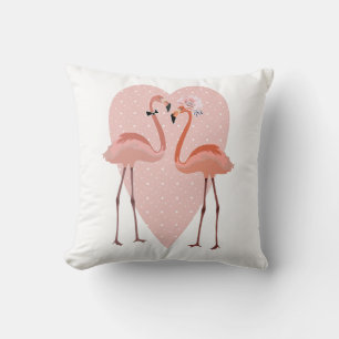 Pink Flamingo stylish heart love Cushion