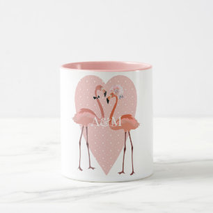Pink Flamingo stylish heart love Mug